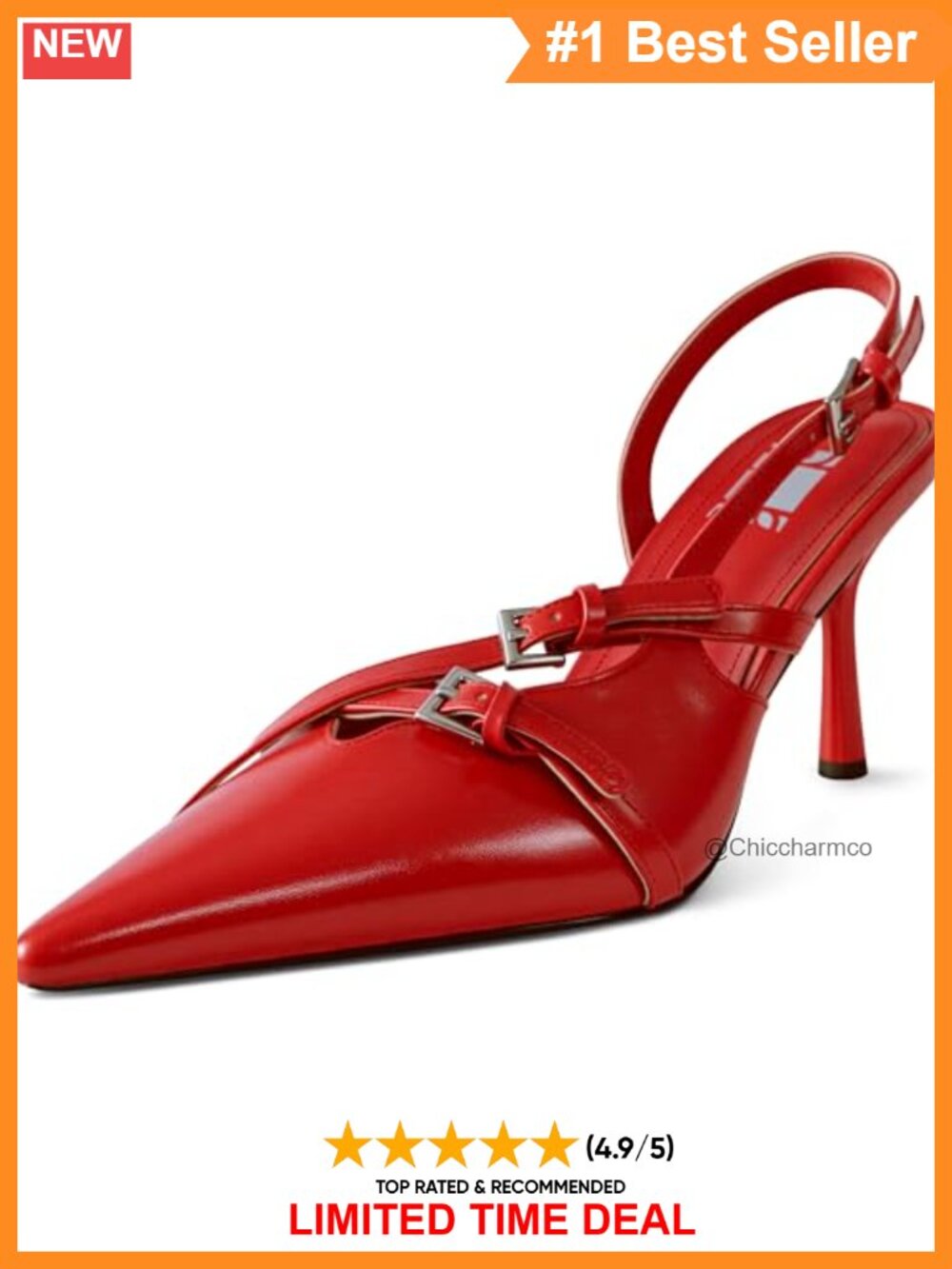 Slingback Kitten Heels Pointed Toe Buckle Strap Wedding Dress Pumps